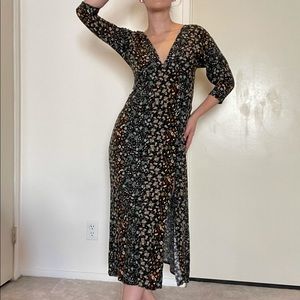 Stradivarius Black Floral dress - size L